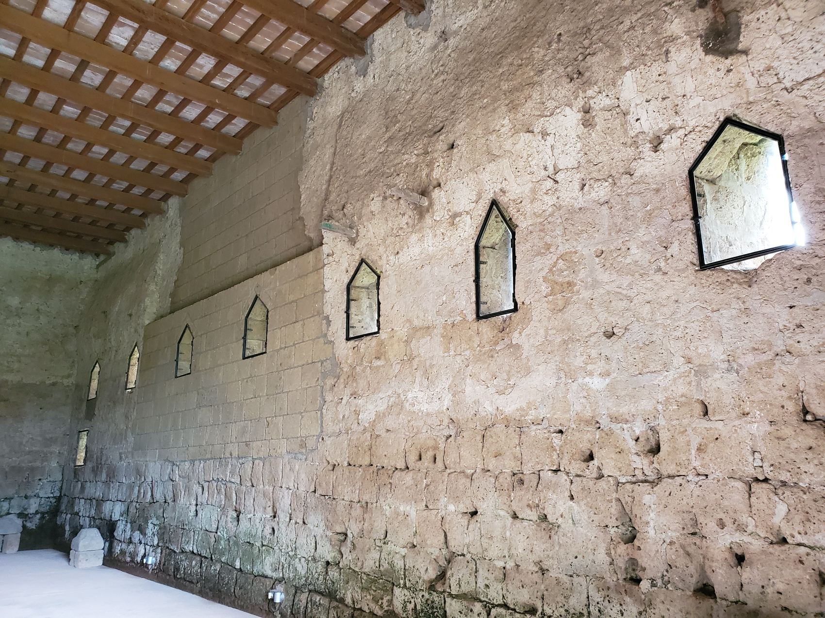 Light through the old stone windows.